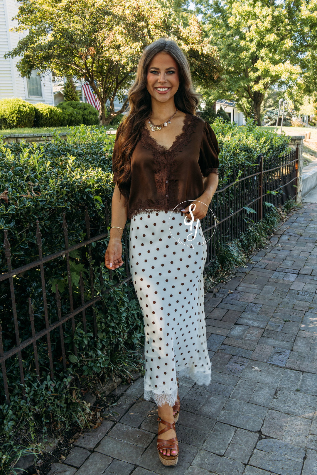 Rory Polka Dot Skirt - Champagne