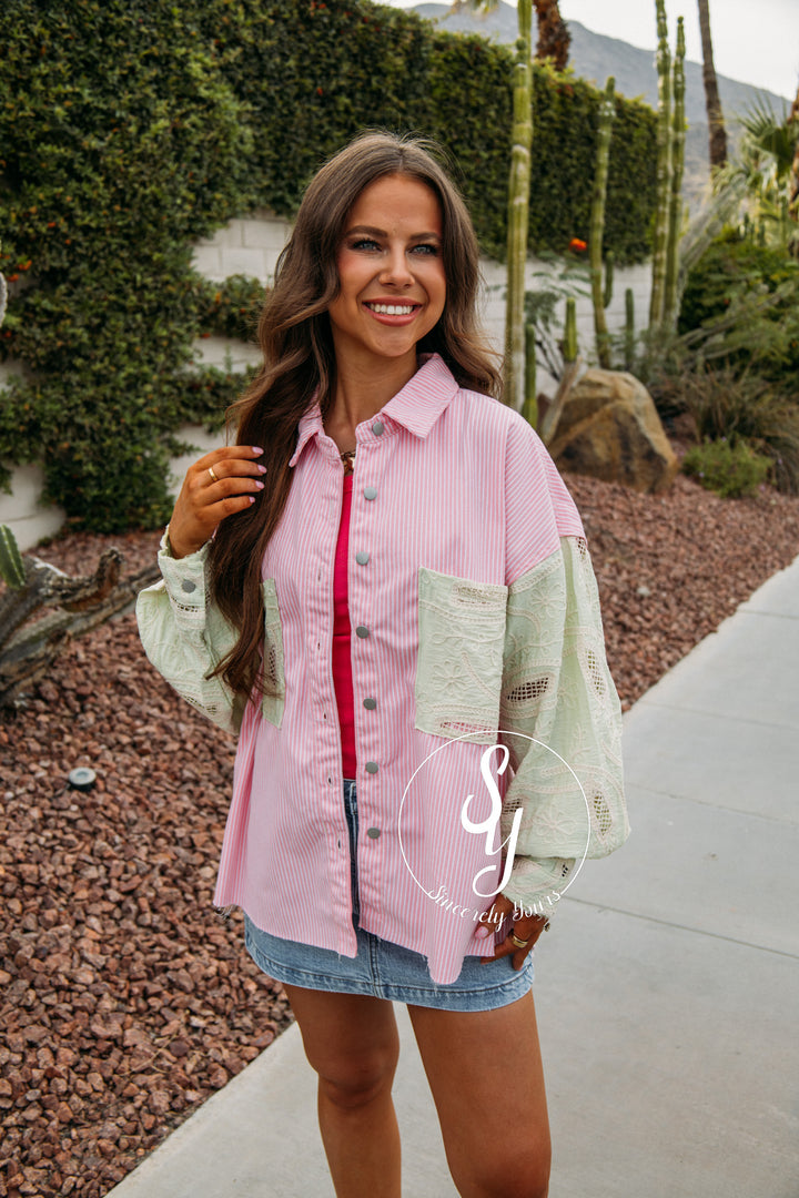 Lacey Stripe Jacket - Pink Stripe Multi