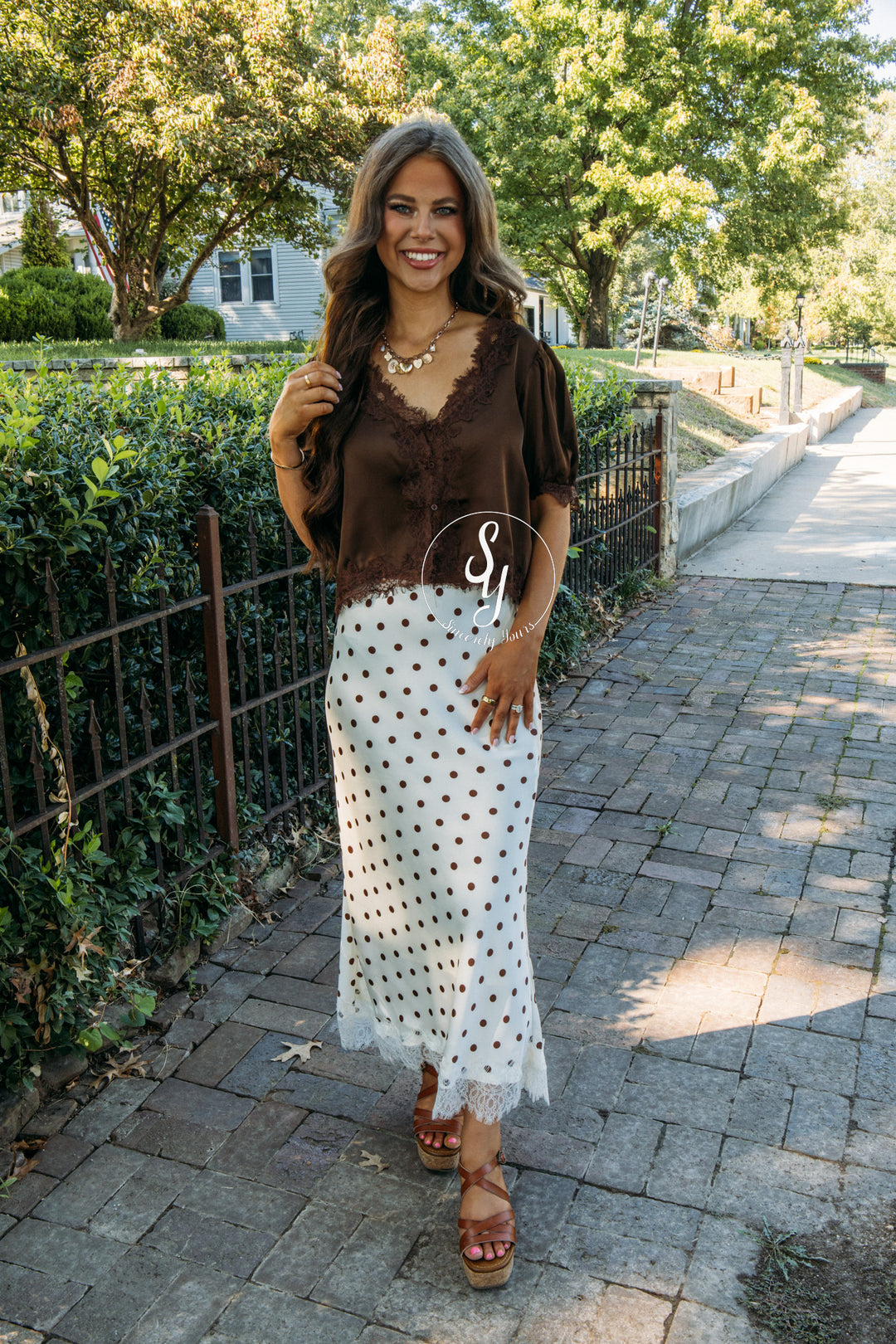 Rory Polka Dot Skirt - Champagne