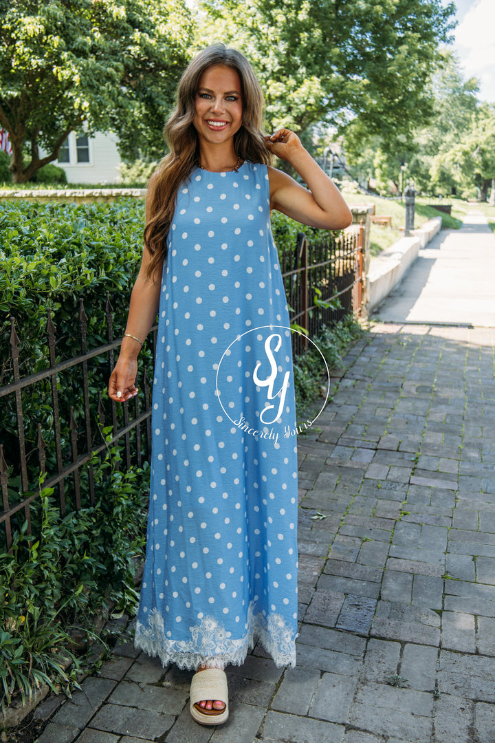 Sweet Spots Dress - Blue