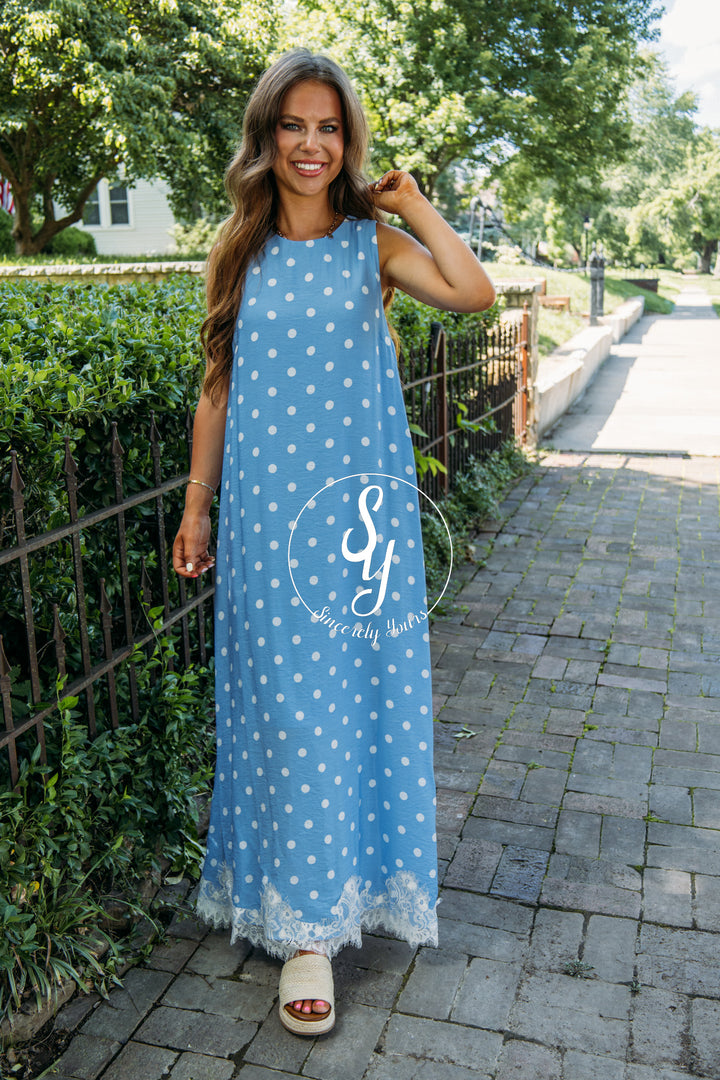 Sweet Spots Dress - Blue