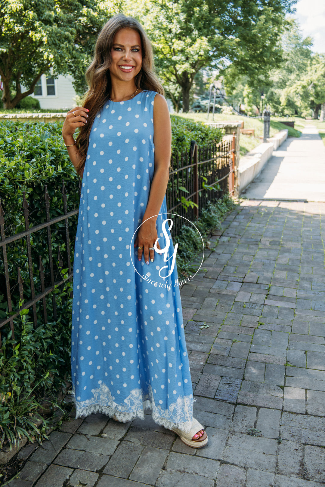 Sweet Spots Dress - Blue