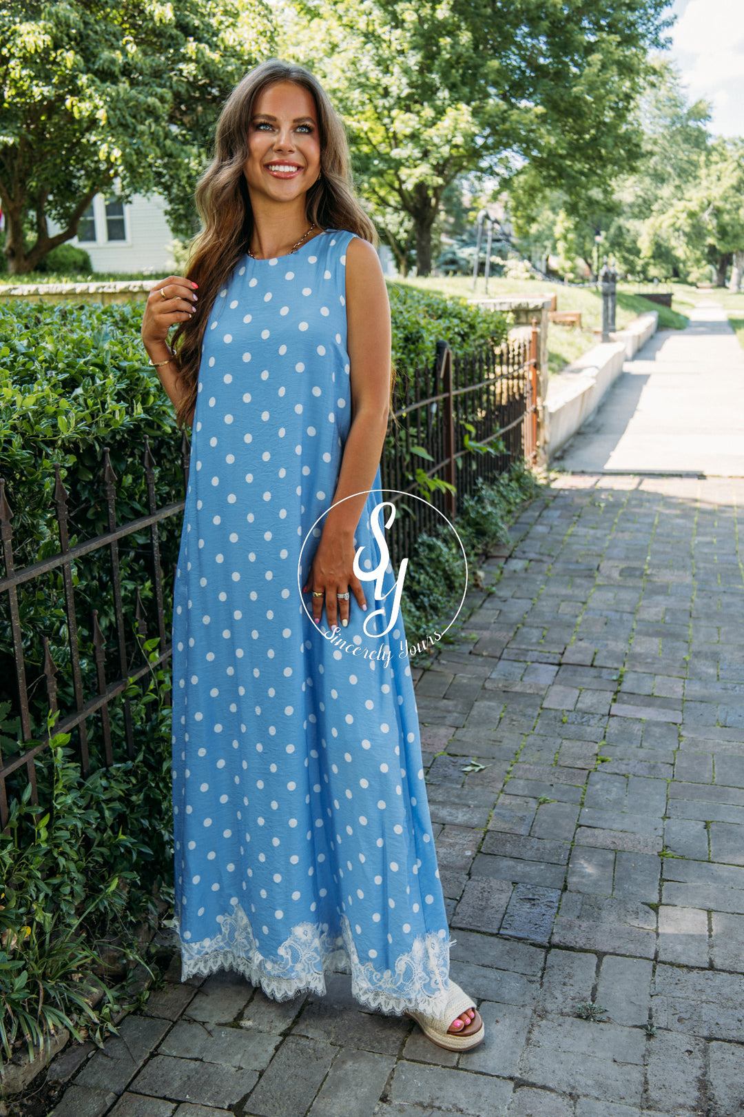 Sweet Spots Dress - Blue