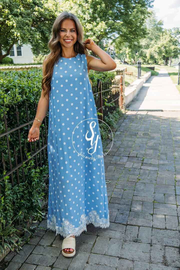 Sweet Spots Dress - Blue