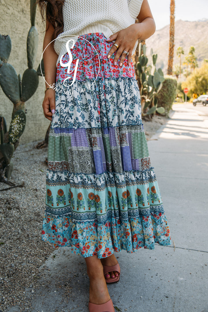 Blossom Love Skirt - Sage Combo