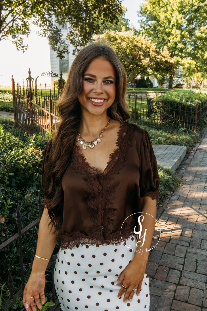 Classy All The Way Top - Brown