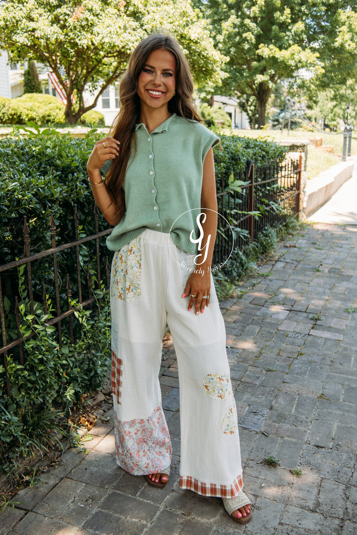 Flower Patch Pant - Ivory Multi