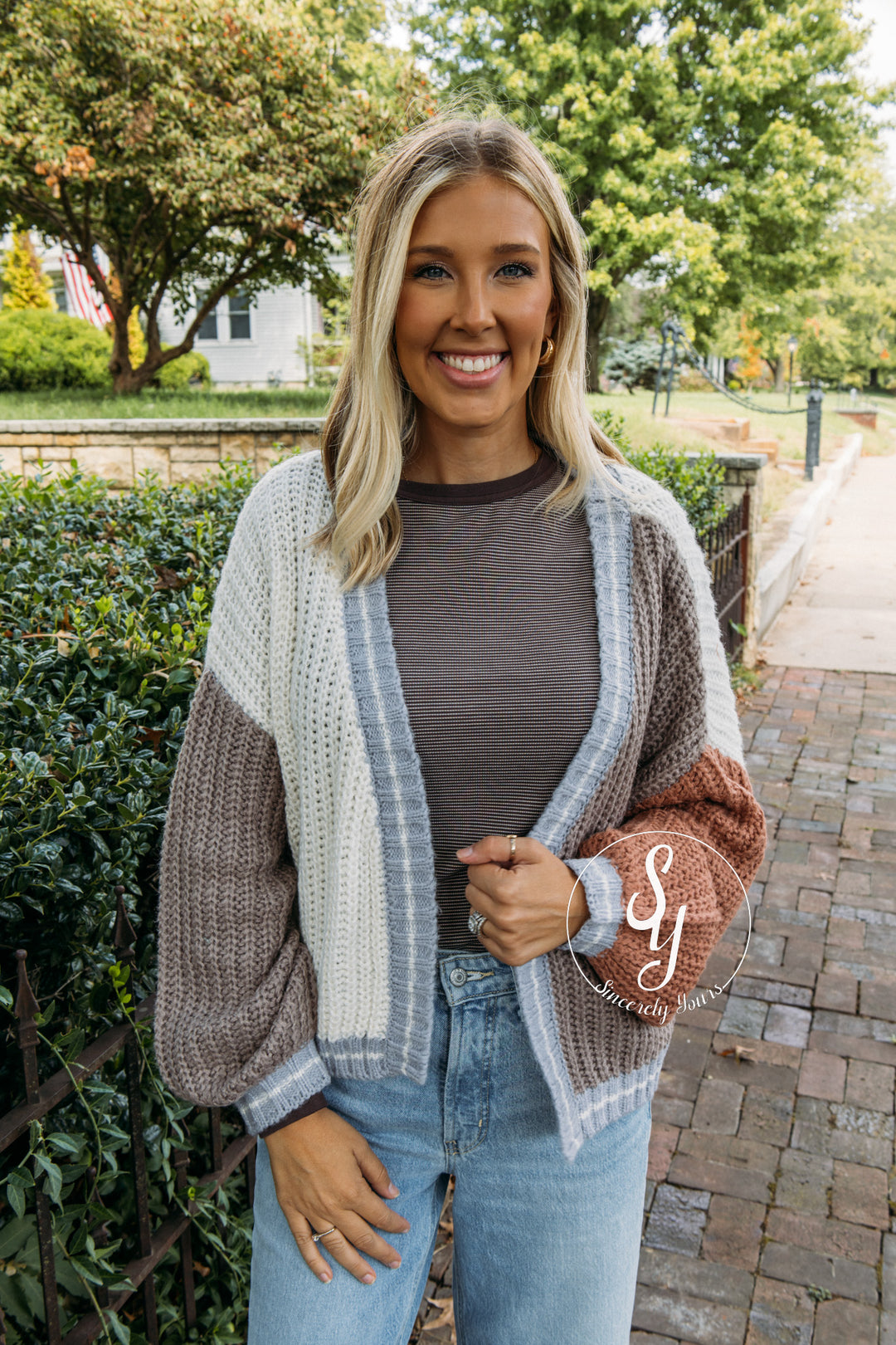 Snuggle On In Cardigan - Cream/Mocha