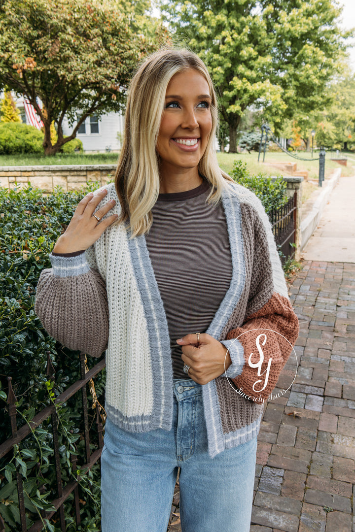 Snuggle On In Cardigan - Cream/Mocha