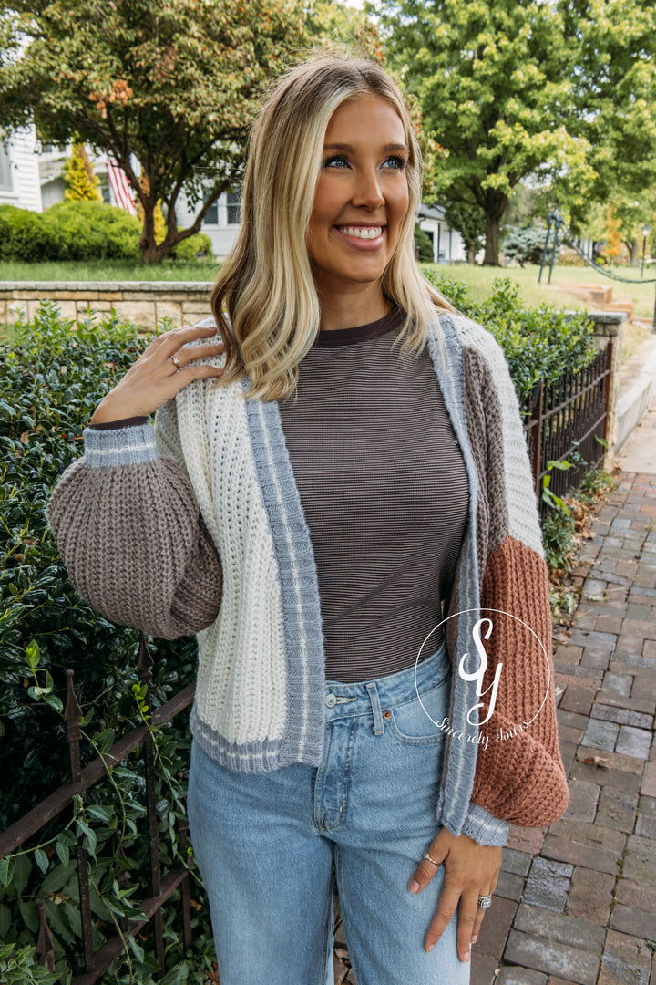 Snuggle On In Cardigan - Cream/Mocha