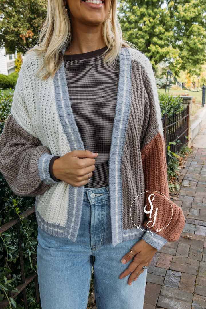 Snuggle On In Cardigan - Cream/Mocha