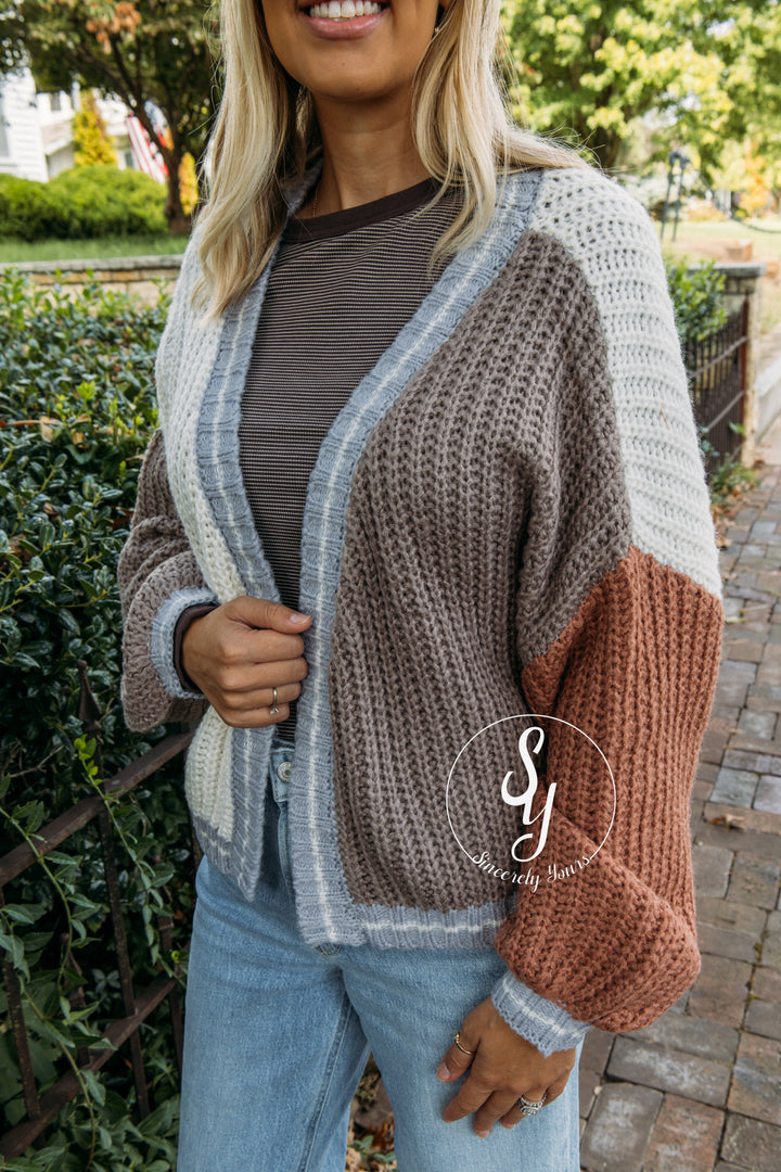 Snuggle On In Cardigan - Cream/Mocha
