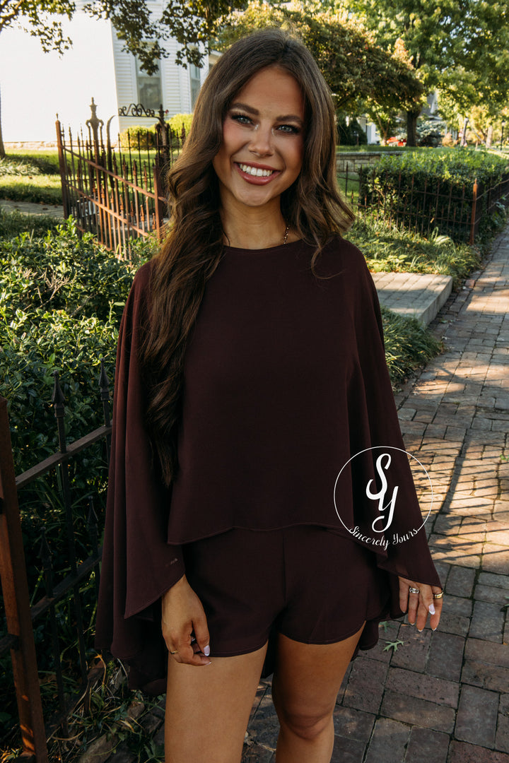 Poised Feeling Romper - Brown
