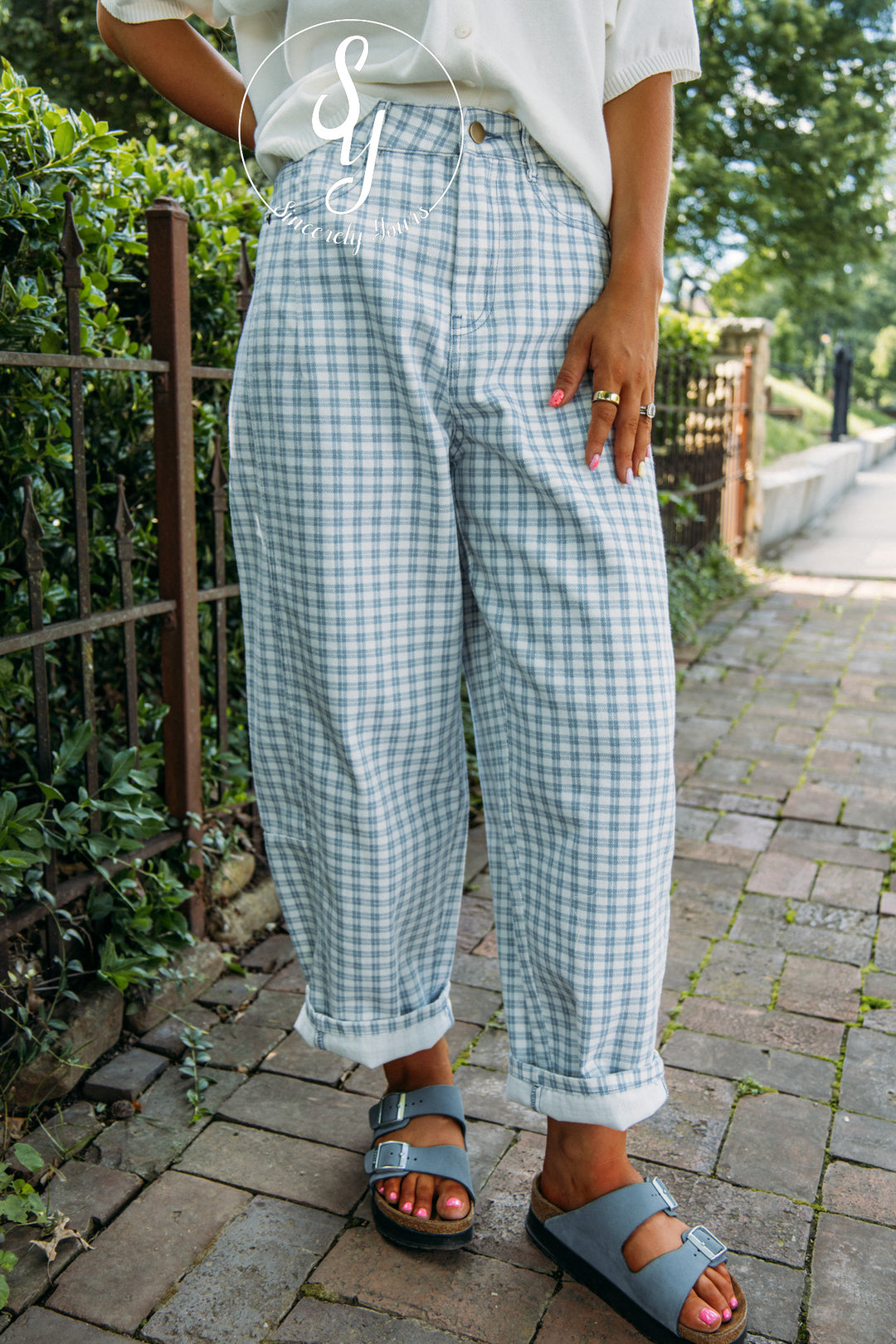 Gingham Girl Barrel Denim - Blue