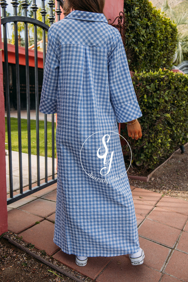 Giving Gingham Vibes Dress - Blue