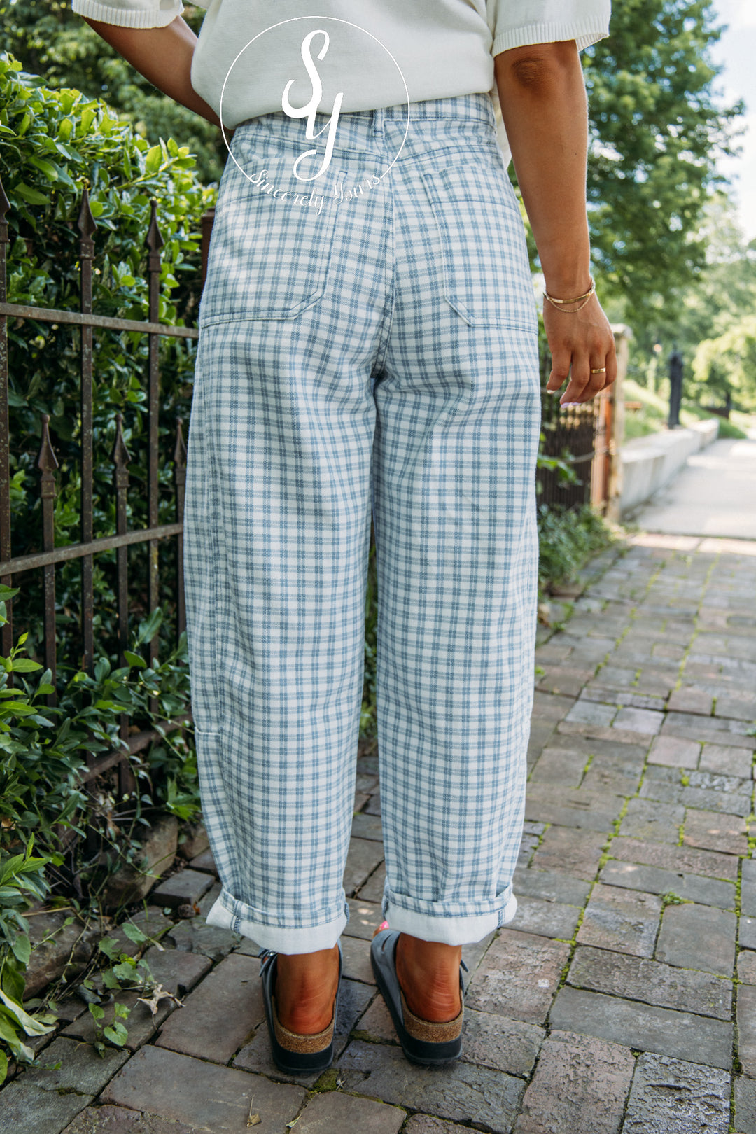 Gingham Girl Barrel Denim - Blue