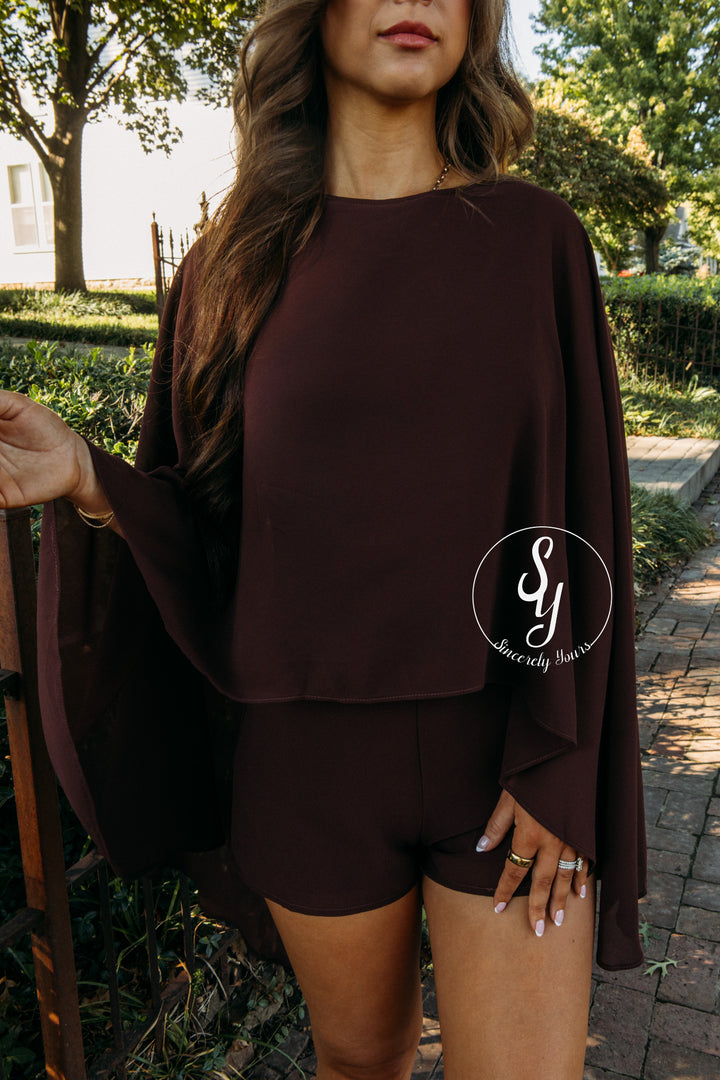 Poised Feeling Romper - Brown