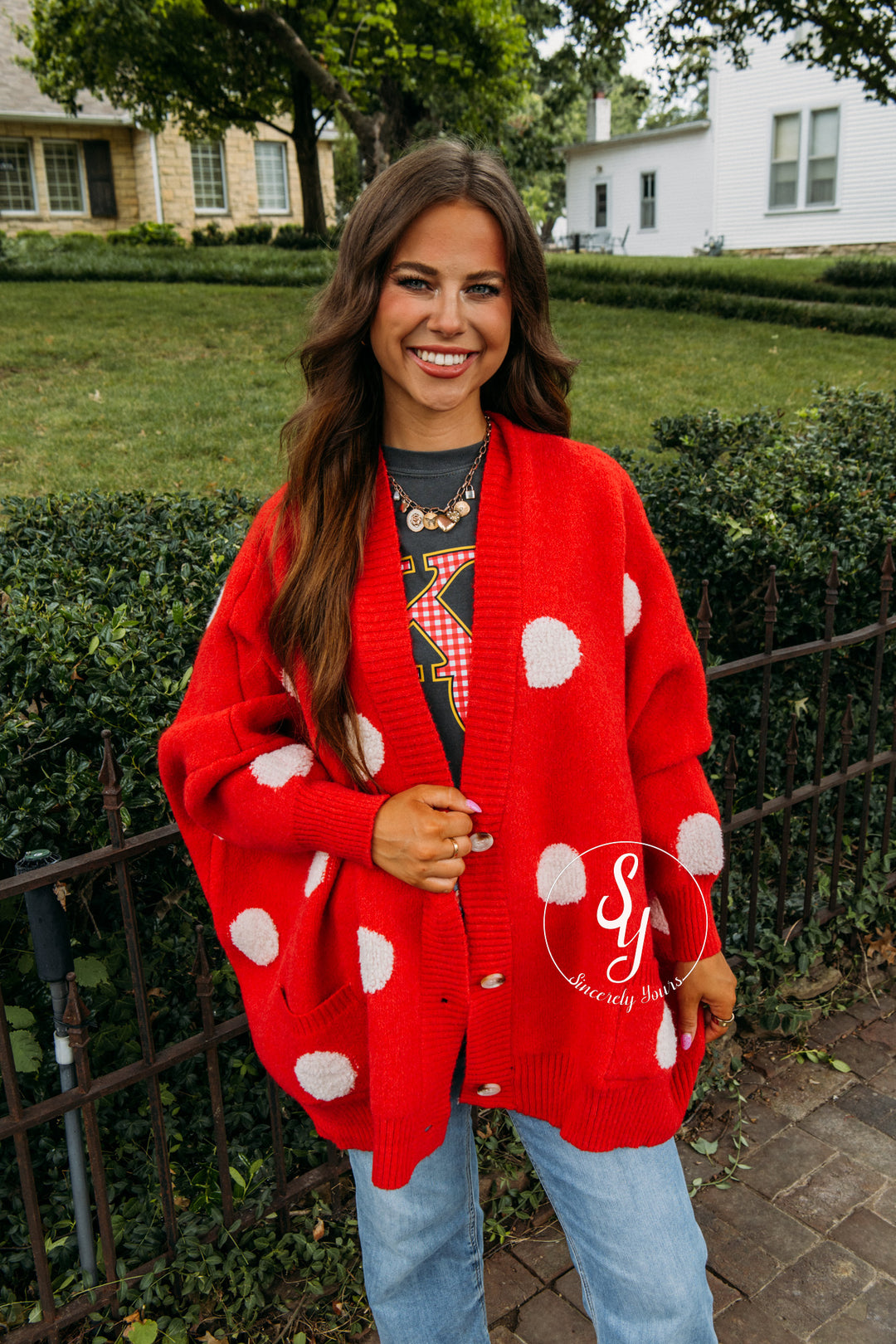 Spirit Squad Cardigan - Red/White