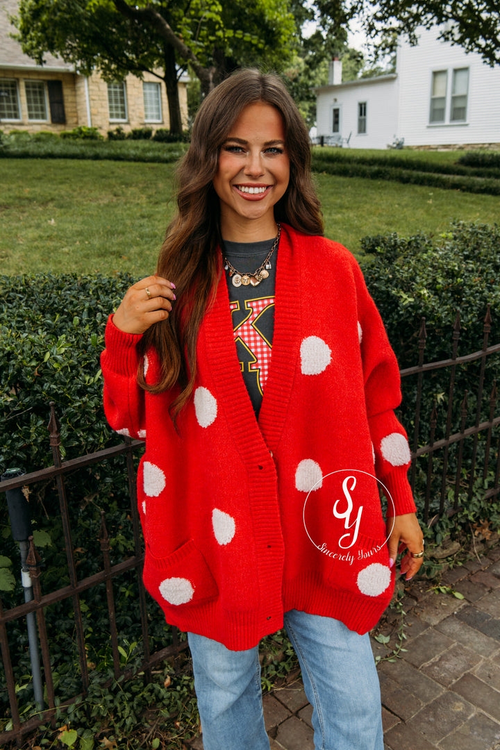 Spirit Squad Cardigan - Red/White