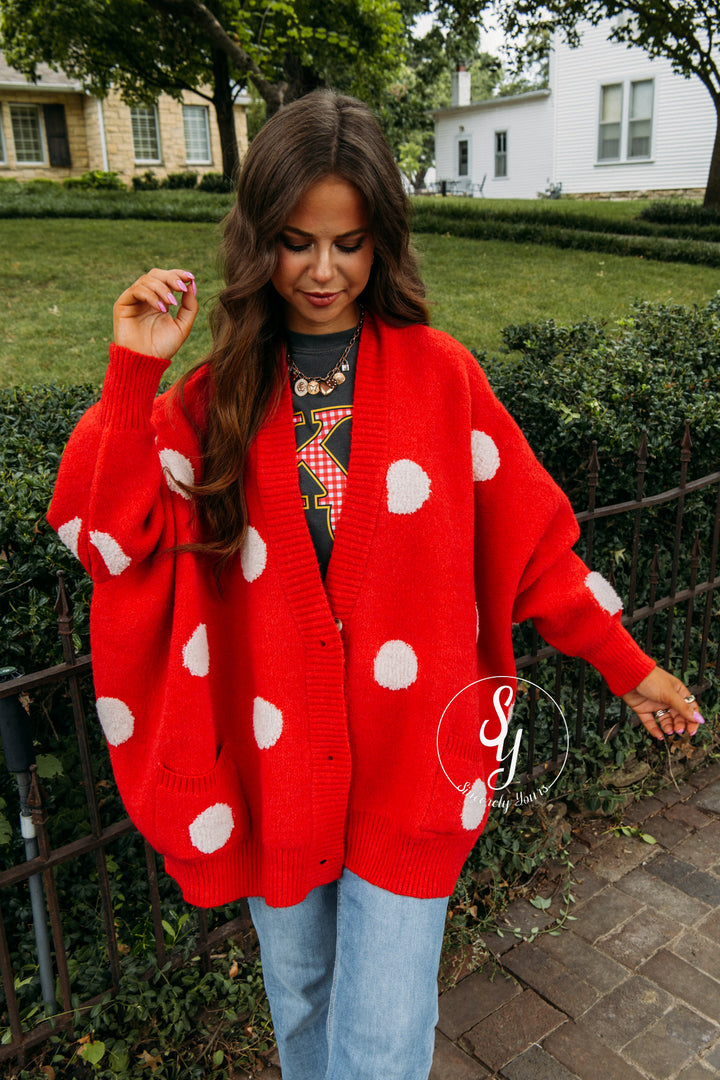 Spirit Squad Cardigan - Red/White