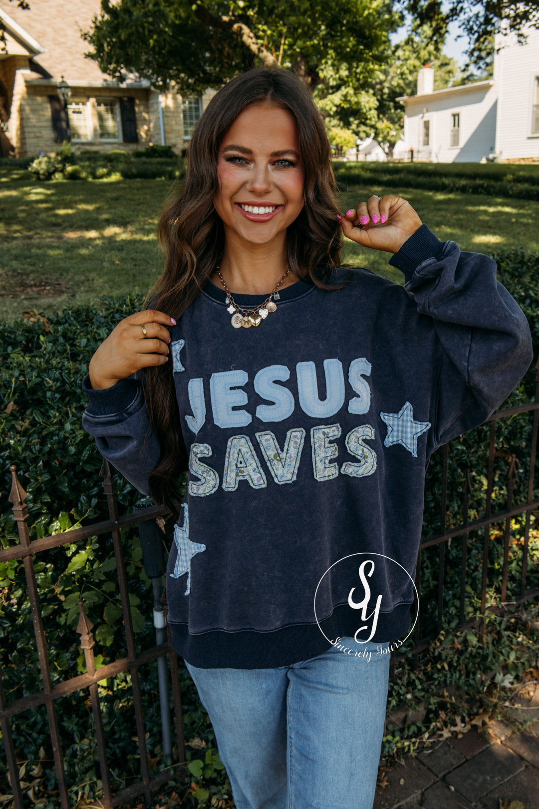 Jesus Saves Top - Navy