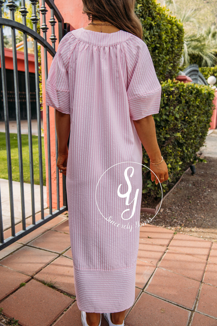 Afternoon Stripe Dress - Pink