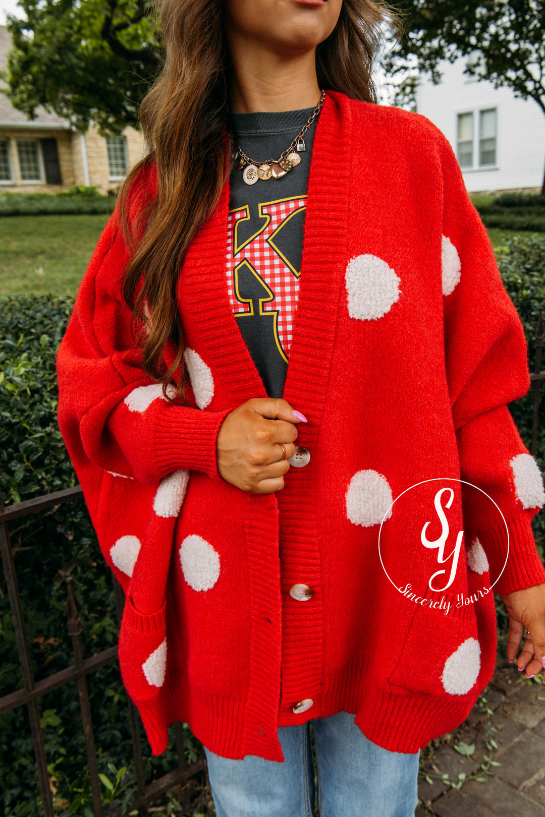 Spirit Squad Cardigan - Red/White