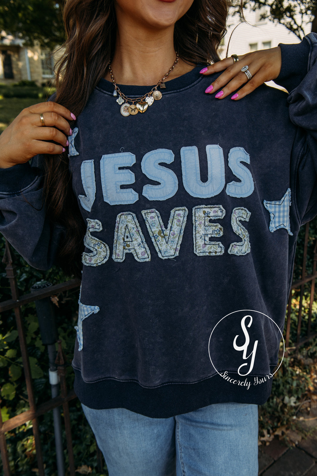 Jesus Saves Top - Navy