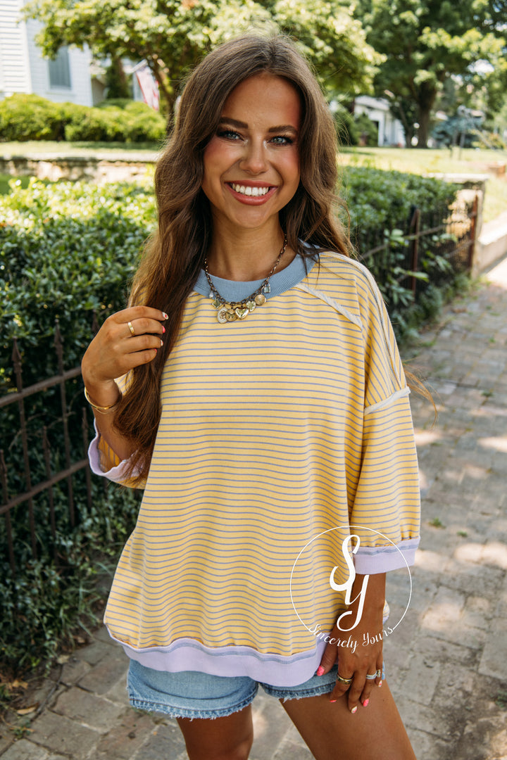 Sweet And Striped Top - Banana/Lavender