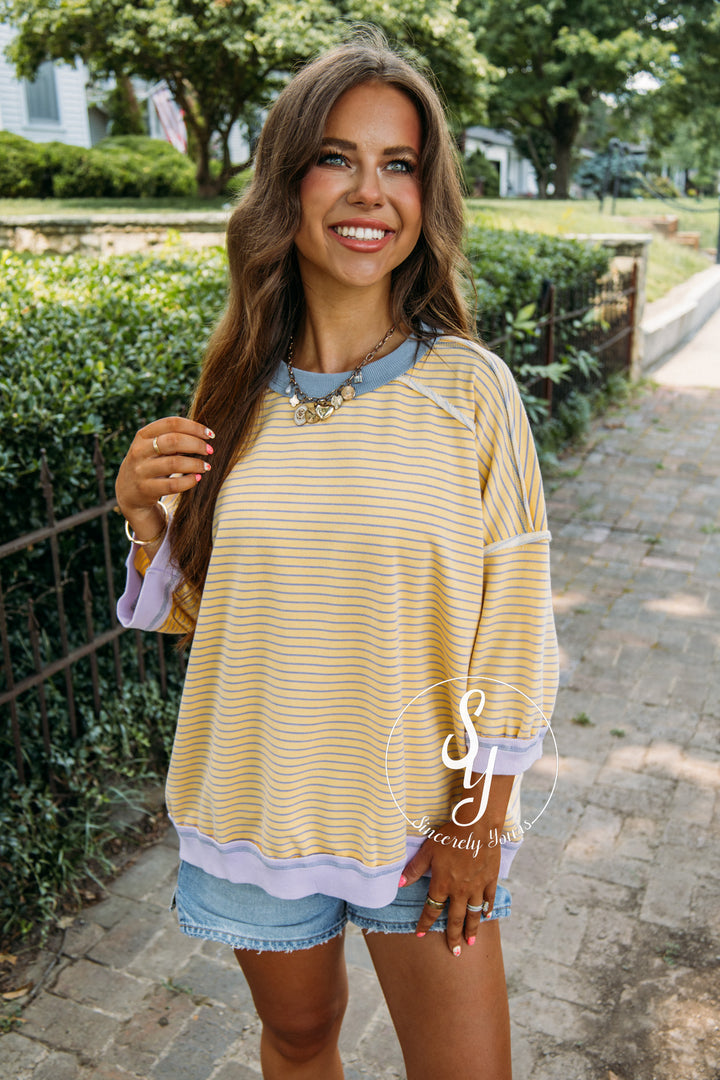 Sweet And Striped Top - Banana/Lavender
