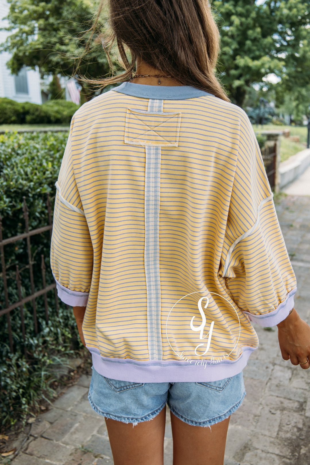 Sweet And Striped Top - Banana/Lavender