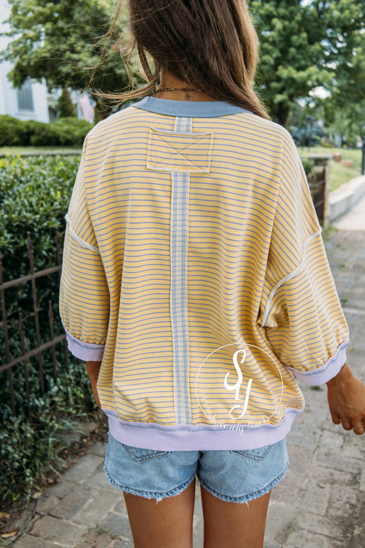 Sweet And Striped Top - Banana/Lavender