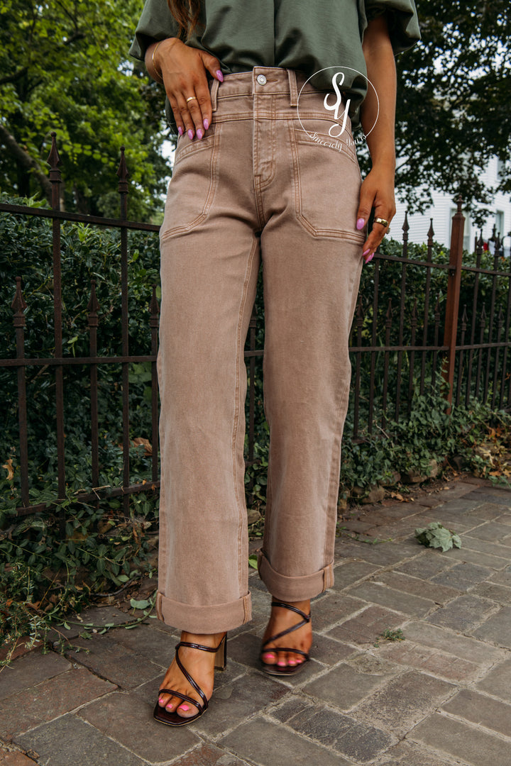 Rose High Rise Denim - Warm Taupe