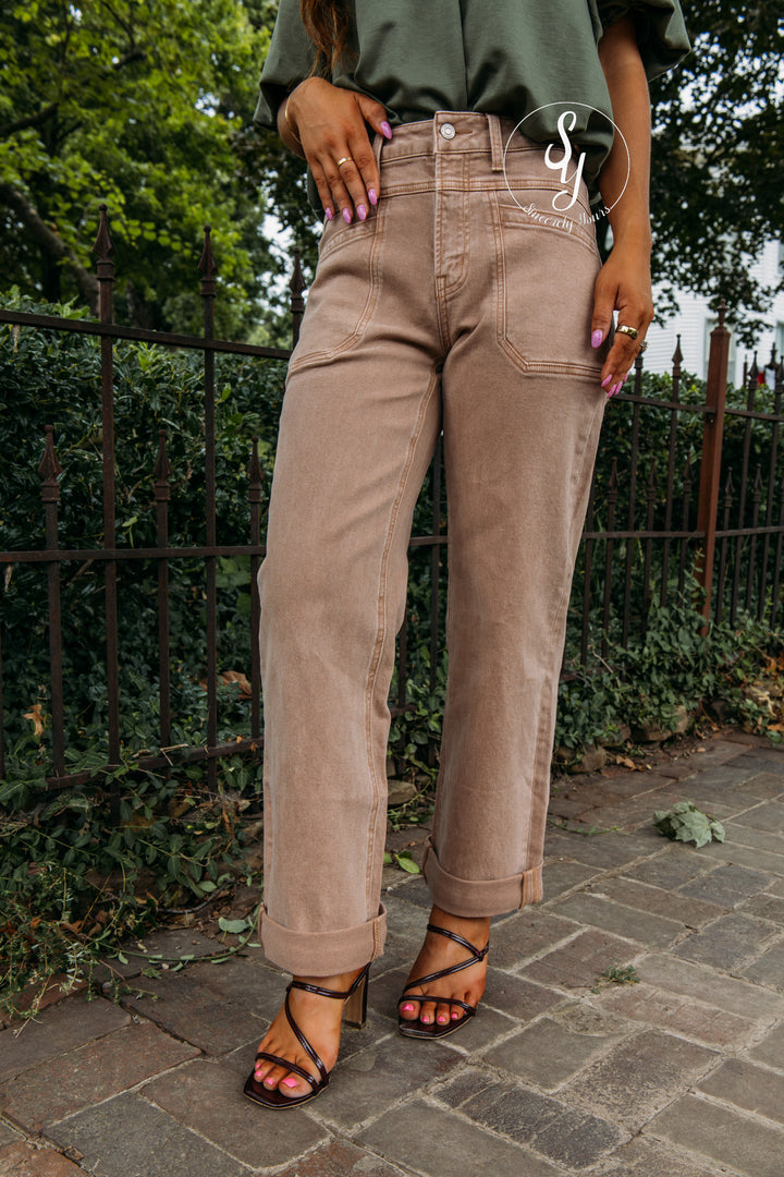 Rose High Rise Denim - Warm Taupe