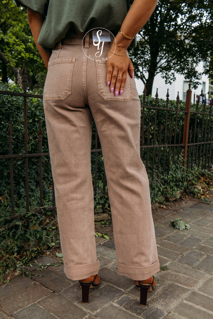 Rose High Rise Denim - Warm Taupe