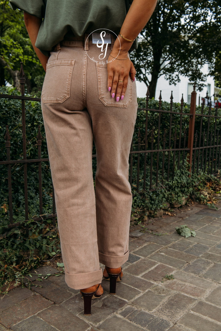 Rose High Rise Denim - Warm Taupe
