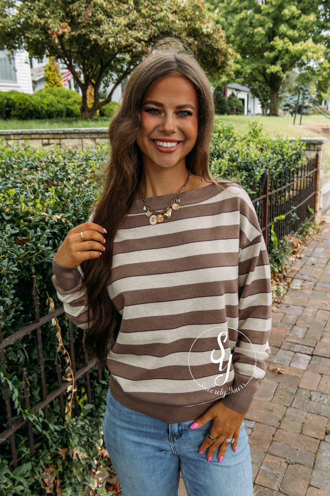 Street Chic Striped Sweater - Taupe
