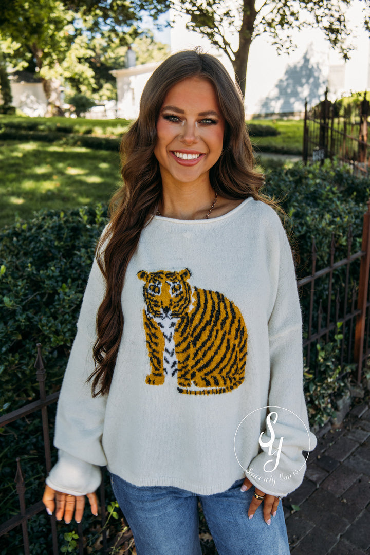 Tiger Country Sweater - Cream