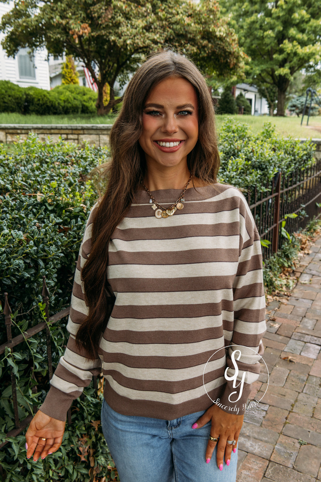 Street Chic Striped Sweater - Taupe