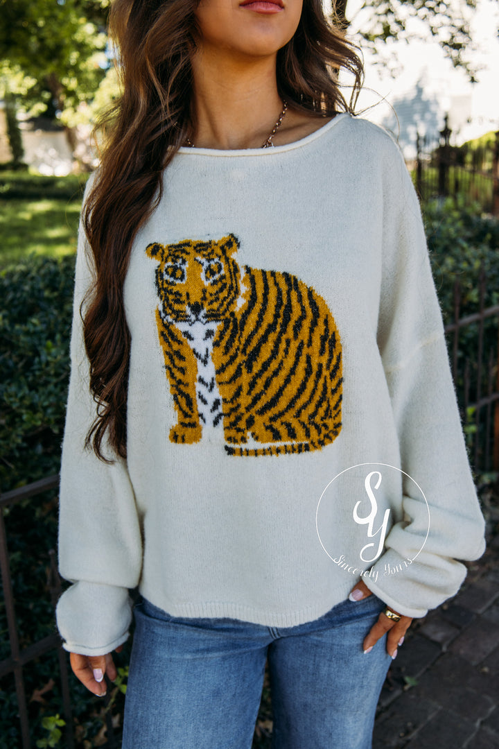 Tiger Country Sweater - Cream
