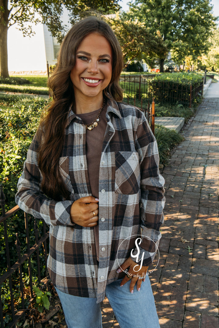 Lewis Flannel - Cream Brown Plaid