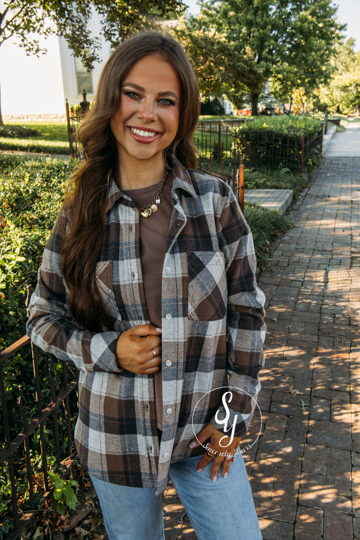 Lewis Flannel - Cream Brown Plaid