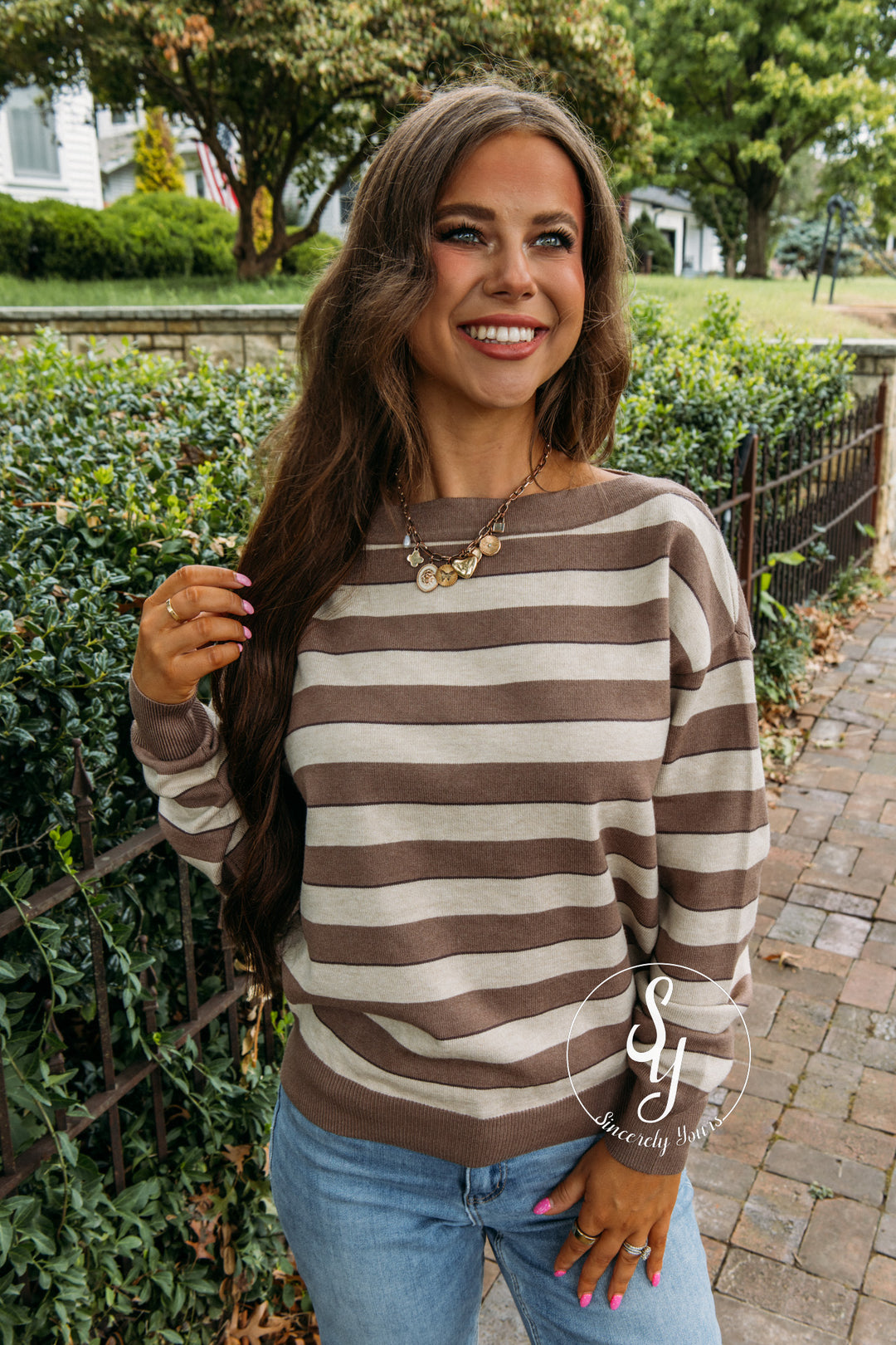 Street Chic Striped Sweater - Taupe