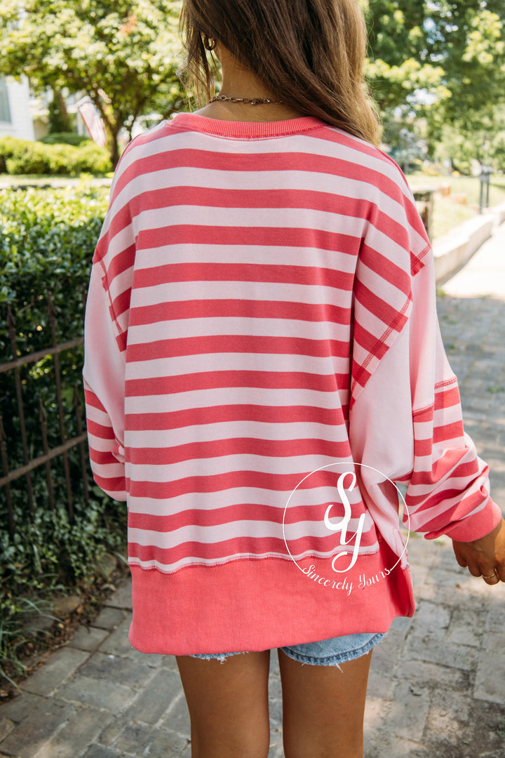Bright Light Stripe Top - Lt Pink/ Dk Pink