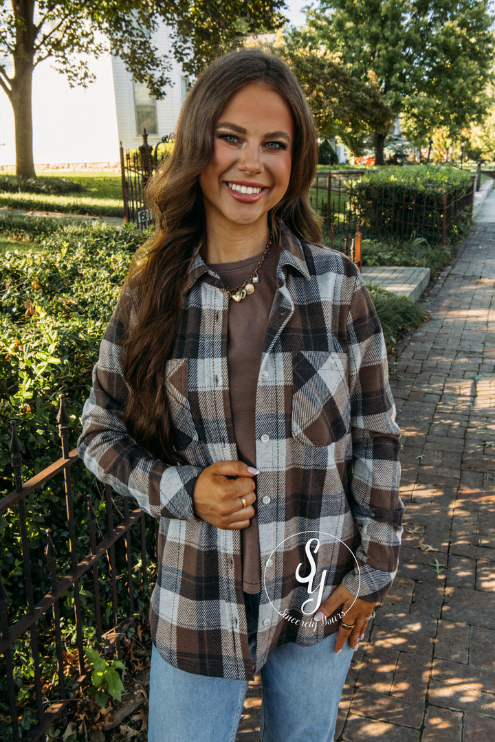 Lewis Flannel - Cream Brown Plaid