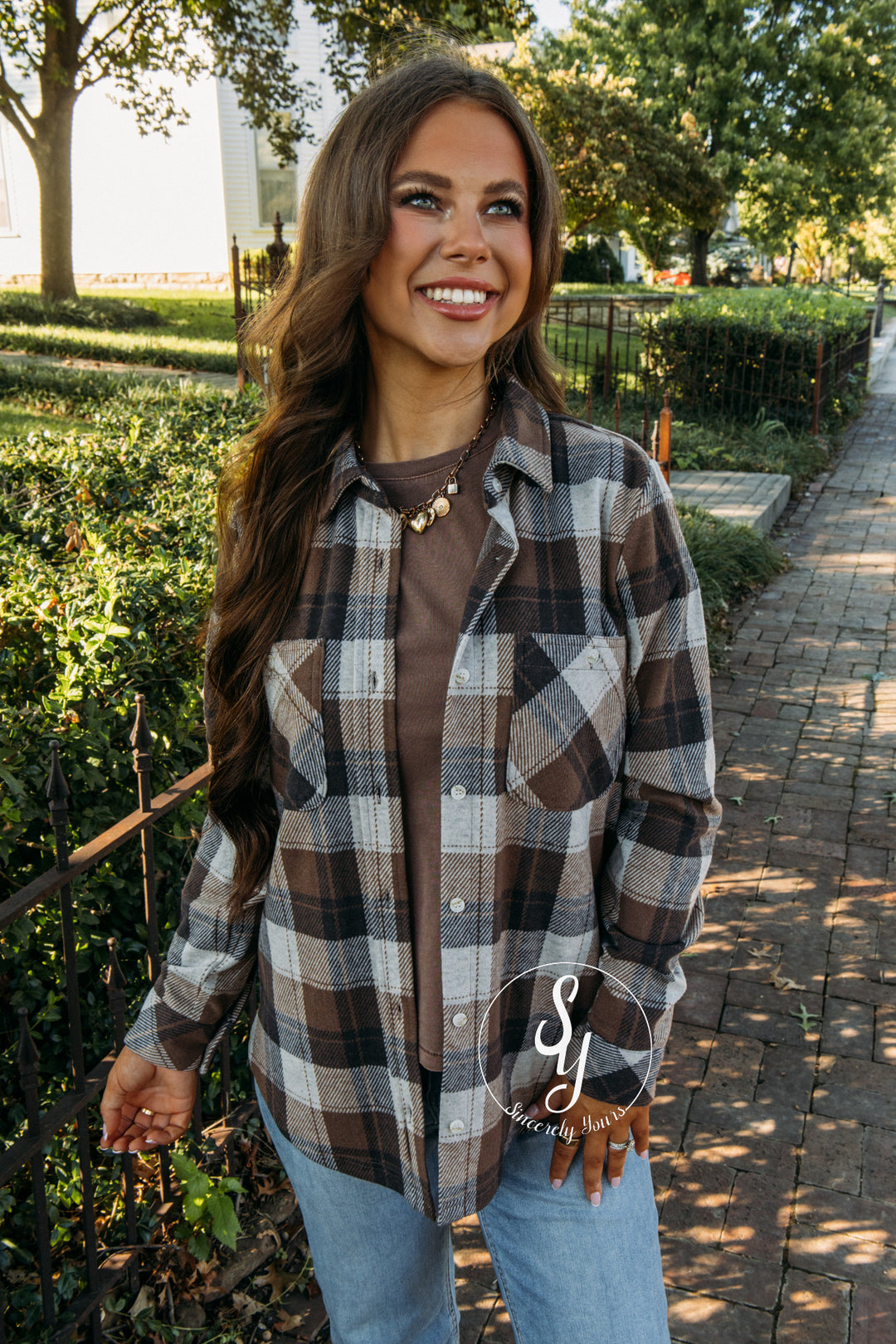 Lewis Flannel - Cream Brown Plaid