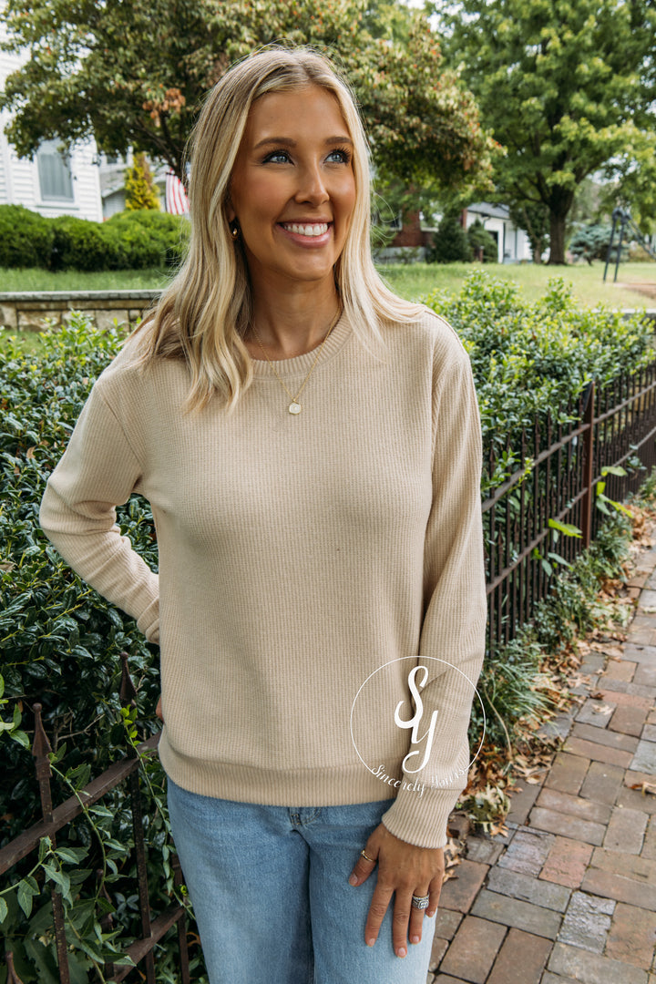 Lots Of Cozy Top - Light Taupe