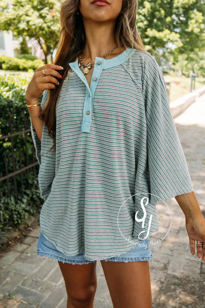 Stripe On Repeat Top - Sage
