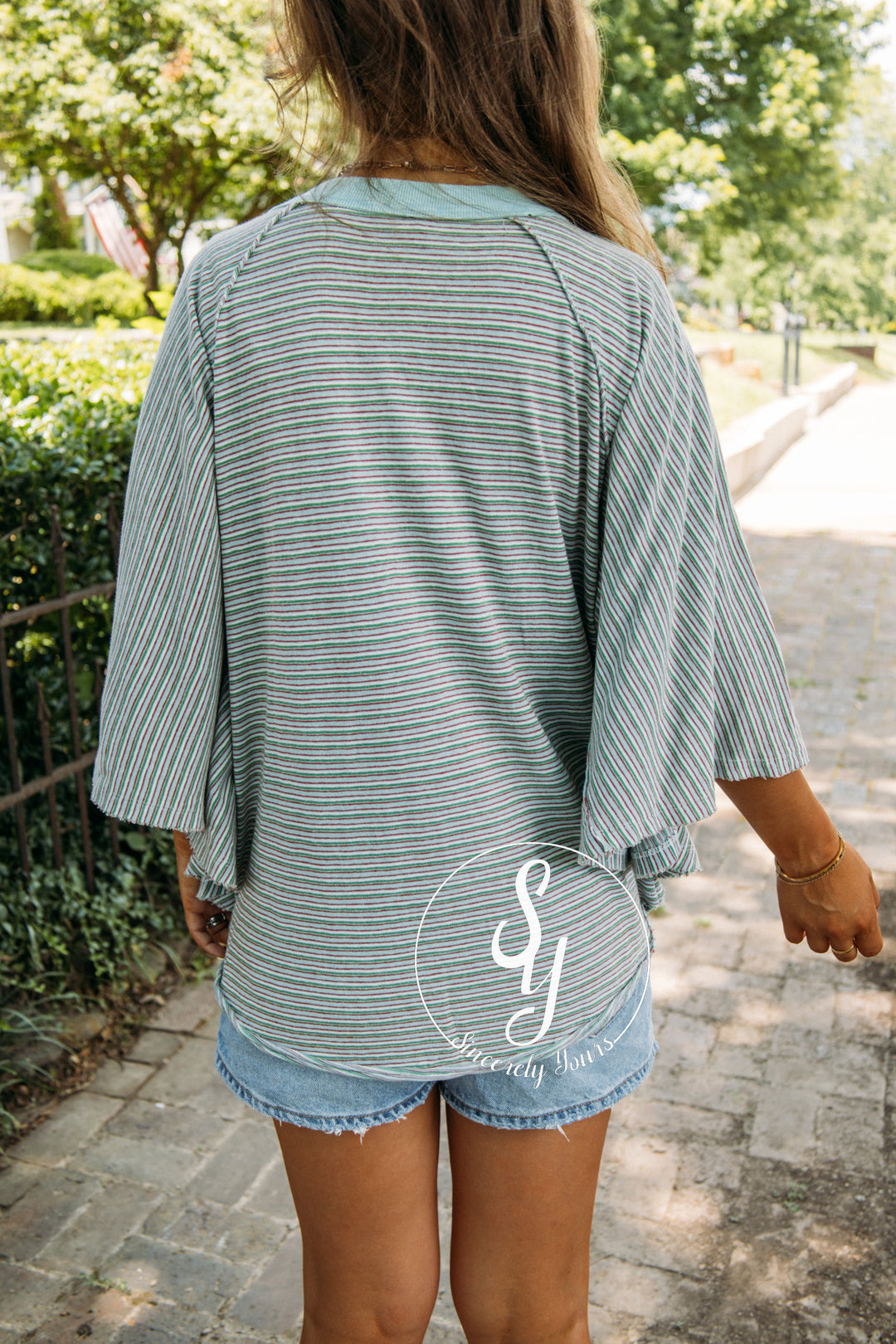 Stripe On Repeat Top - Sage