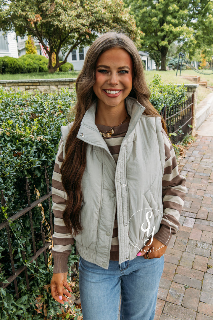 Simply Iconic Mock Neck Vest - Cement